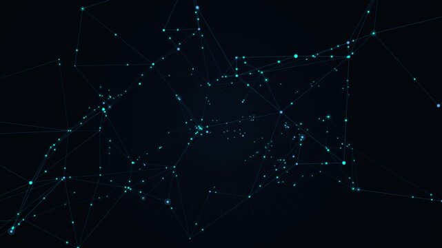 Seamless looping animation of an abstract digital communication network. Geometric polygon structure for a corporate technology background.