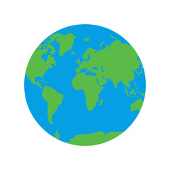 Fototapeta premium Earth globe map showing continents and oceans in flat color style