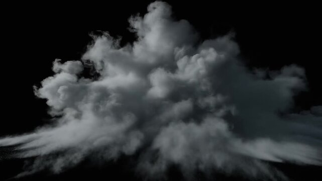 Slow motion close up of dense volumetric smoke billowing in a dark cinematic environment