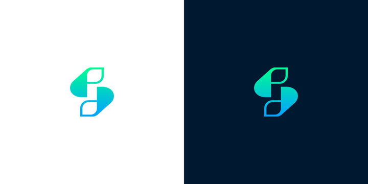Abstract modern letter S logo design featuring a dynamic blue-green gradient, symbolizing innovation, connection, and forward-thinking progress for a contemporary brand identity