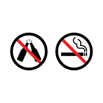 No alcohol and smoking prohibition icons on a white background