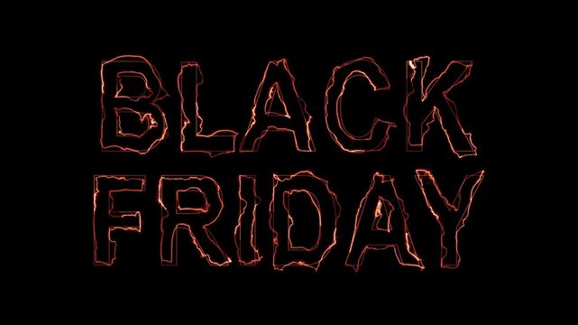 Animated glowing neon sign Black Friday on blue background. Seamless loop