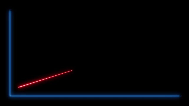business graph chart arrow icon neon glowing. Neon line arrow rising up on black background