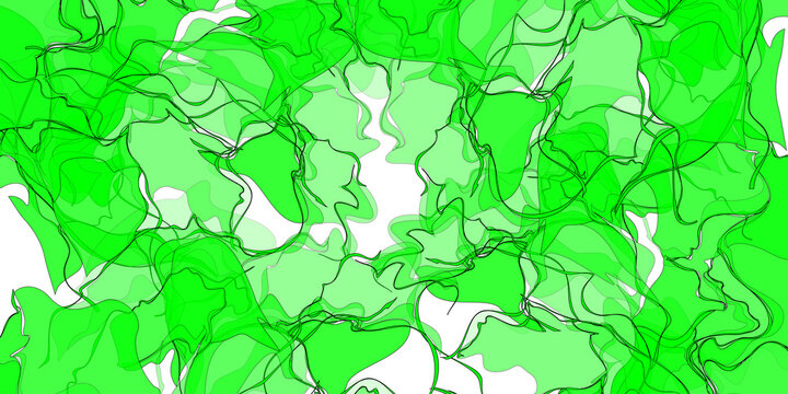 Abstract Green Organic Shapes Flowing Like Ink Or Leaves On White Background