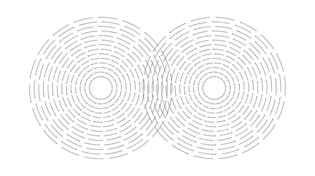 Abstract digital circles with data lines on white background