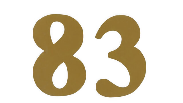 Number 83 as a bold brown digit icon for math education and graphic design projects isolated on transparent background