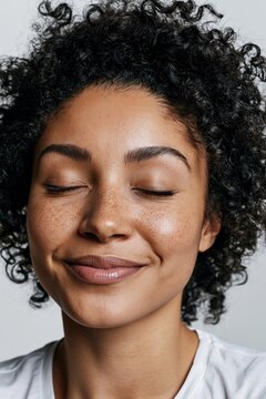 Young woman enjoying natural beauty and wellness feeling serene