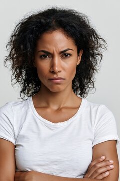 Woman expressing frustration and disapproval with closed arms