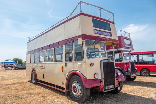 Gosport England - August 2 2026: the provincial society stokes bay bus rally Leyland PD2 open top bus in Devon General Livery LRV 992