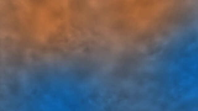 Abstract blue orange cloud smoke 4K animation video seamless looping for cinematic motion background. Seamless loop of abstract blue orange cloud smoke moving in cinematic fluid background 4K video.