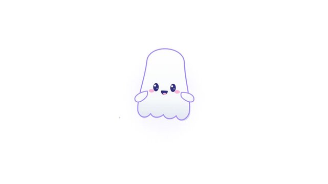 Cute animated ghost character vector animation winking and smiling with sparkles for Halloween design