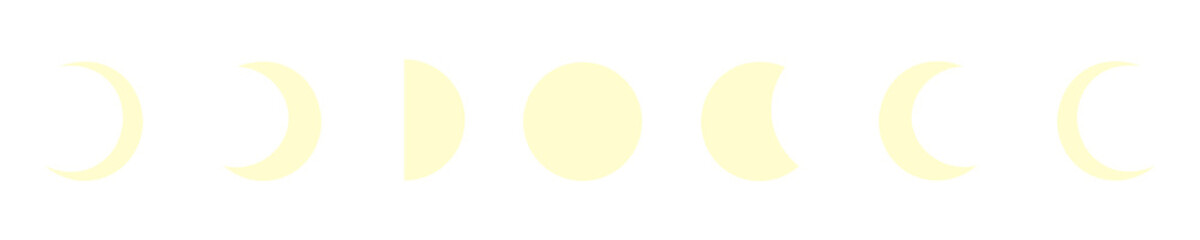 Cream Moon Phase Illustration Set Isolated on Transparent Background PNG Lunar Vector Symbols © House of Designs