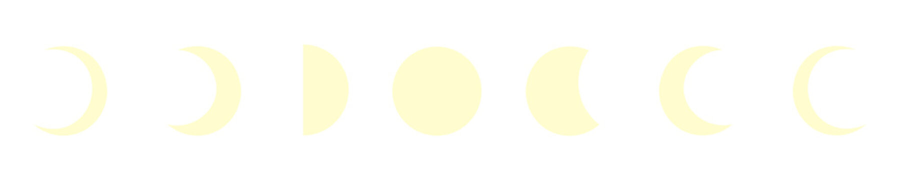 Cream Moon Phase Illustration Set Isolated on Transparent Background PNG Lunar Vector Symbols