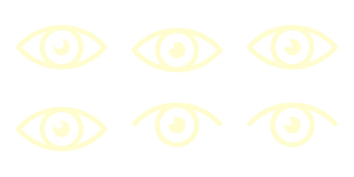 Cream Flat Eye Icon Set Isolated on Transparent Background PNG Vision Sight Vector Symbols