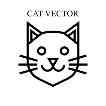 Cute minimalist cat face vector illustration with smiling expression