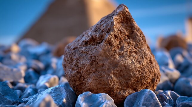 Coarse, dark brown stone with rugged texture and natural cracks. Warm lighting highlights its earthy, weathered surface.