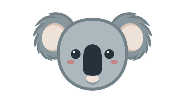 Adorable koala face illustration on white background