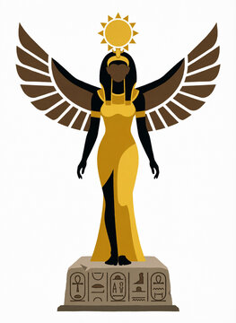 flat vector illustration: winged goddess Isis 
