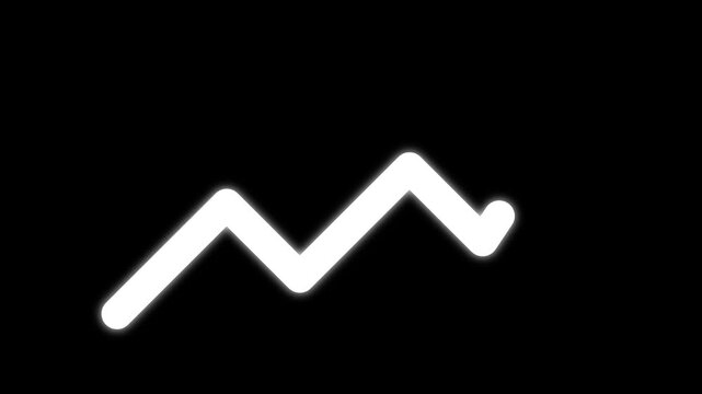 Animated Glowing White Upward Trend Line Graph on Black Background