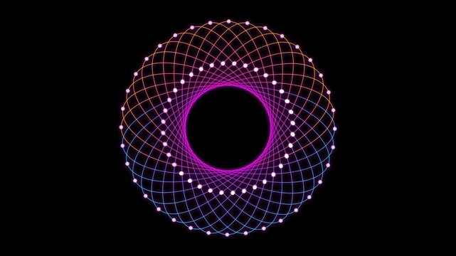 Animated Glowing Neon Geometric Circle Pattern Seamless Loop