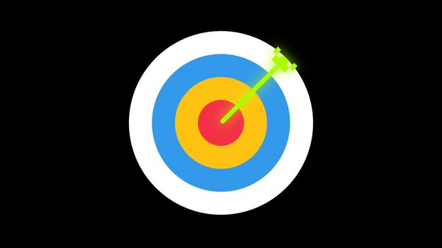 Animated Colorful Target and Arrow Hitting Bullseye Motion Graphics