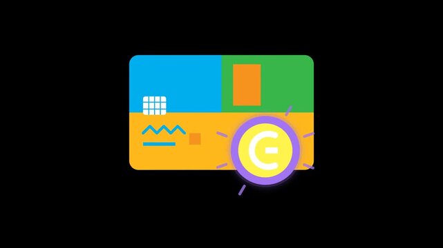 Animated Digital Payment Bank Card and Glowing Coin Motion Graphics