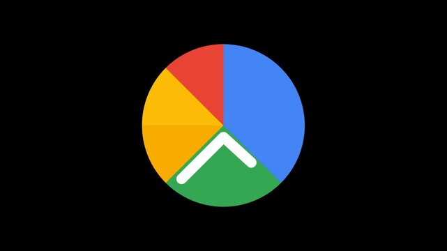 Animated Colorful Pie Chart and Upward Growth Arrow Motion Graphics