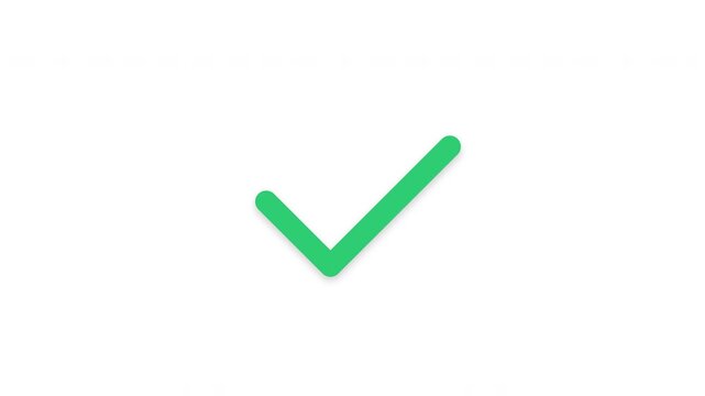 Green check mark on a clean white background symbolizing success and approval