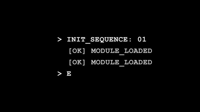 Animated Terminal Code Execution and System Initialization UI