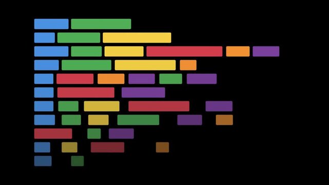 Animated Colorful Abstract Code Lines on Black Background