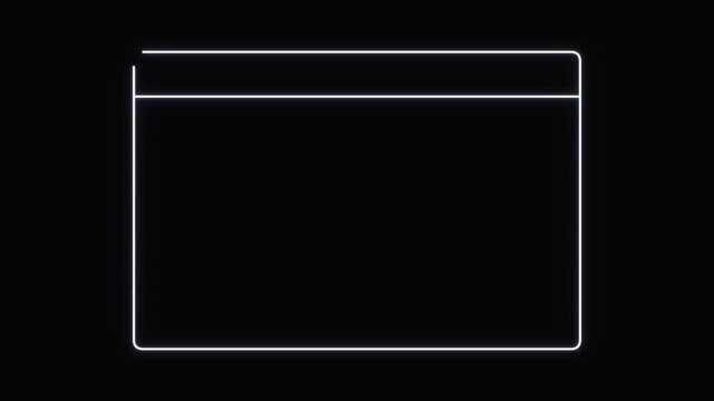 Horizontal white neon glowing lines over black background loop motion graphics footage
