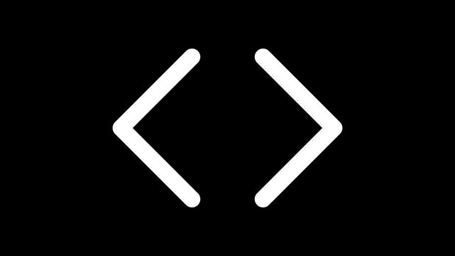 Animated White Angle Brackets Code Symbol on Black Background
