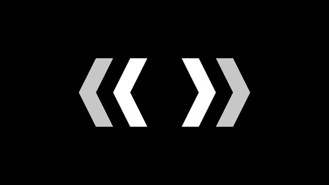 Glowing Outward Double Chevron Arrows on Black Background