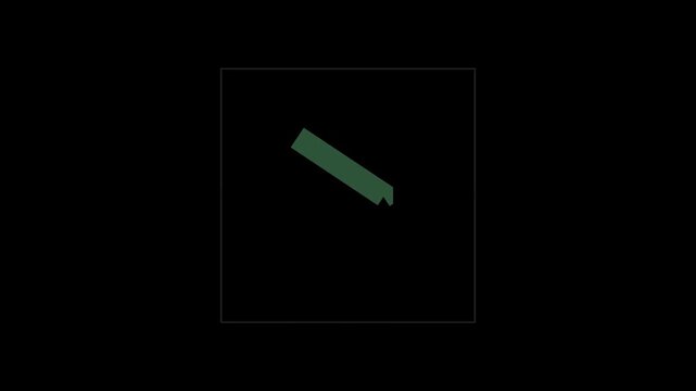 Animated Green Chevron Arrow in Square Frame on Black