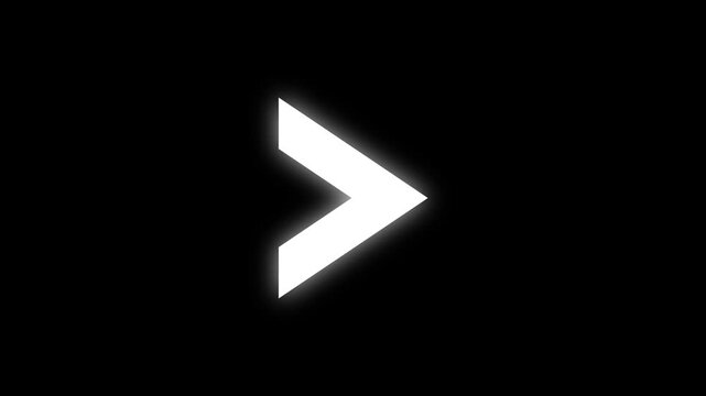 Glowing White Chevron Arrow Pointing Right on Black Background