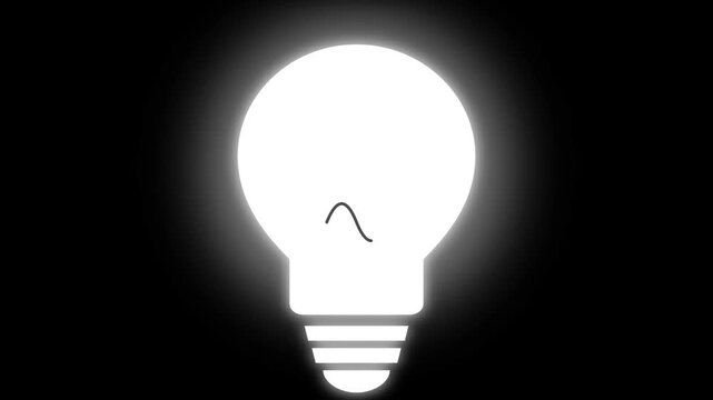 Glowing white light bulb icon symbolizing a creative idea on a dark black background