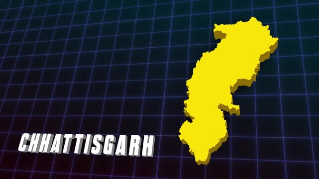  3D Animation Chhattisgarh North India Documentary Infographic Style Futuristic Map 4K