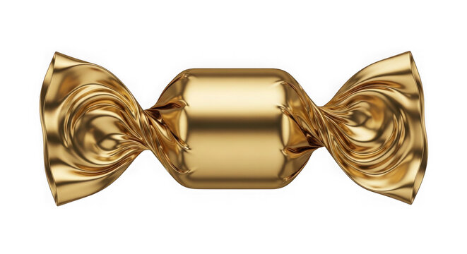 Golden gift bow ribbon for luxury holiday presents. Elegant decorative metallic wrap for premium packaging and festive celebrations.