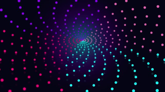 Abstract spiral background with glowing neon dots