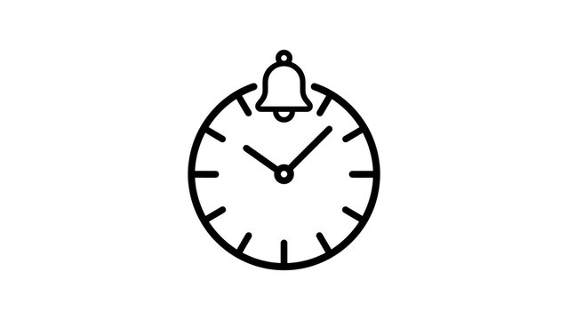 Alarm clock ringing with bell icon for time reminder.
