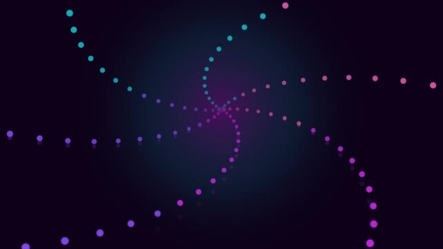 Abstract swirl pattern of glowing colorful dots motion graphic