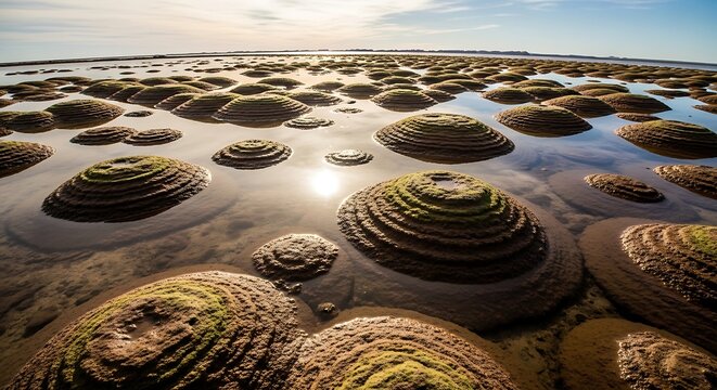 stromatolite formations in shallow water
