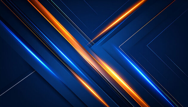 Abstract blue orange smooth glowing neon lines vector background