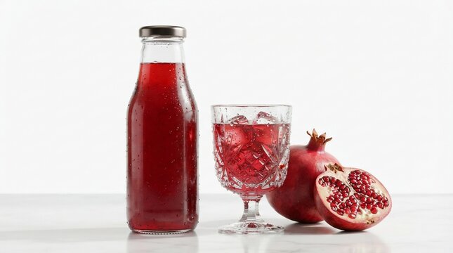Crimson fruit beverage and fresh pomegranate elements