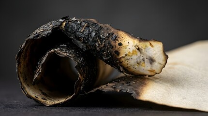 Obraz premium A close up view of a raw wasabi root with a textured exterior on a dark background