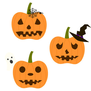 Three Halloween Pumpkin Illustration