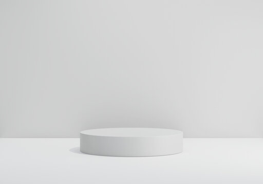 minimalist of cylinder podium showcase stage in interior room white studio and lighting for stand product display presentation abstract bright background 3d render. abstract mockup white background