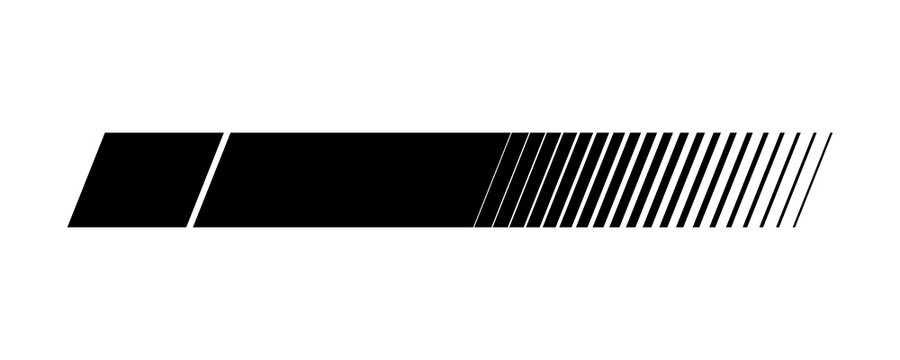 Black geometric horizontal stripe bar with diagonal line transition abstract motion element