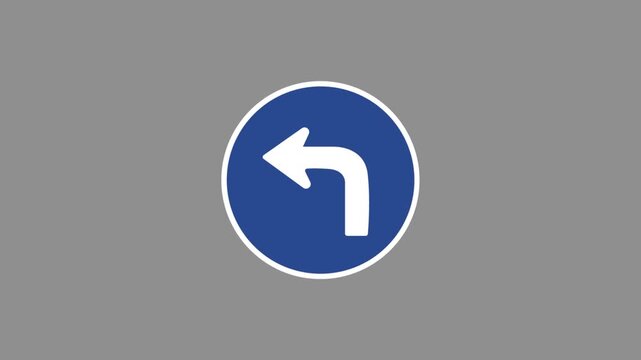 Left Turn Direction Road Sign Icon, Mandatory Traffic and Navigation Symbol
