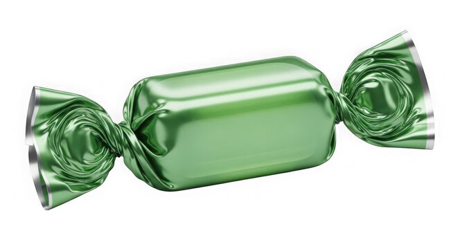 3D green gift box with decorative ribbon bow. Shiny metallic present packaging for luxury celebrations and corporate branding.